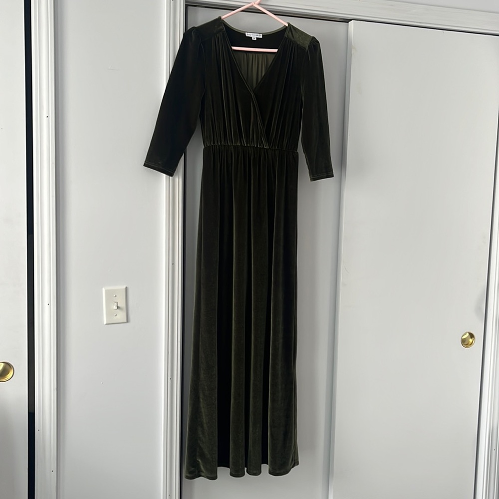 Green velvet Baltic Born Long Dress